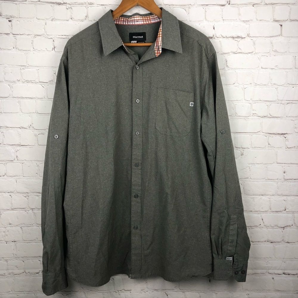 Marmot Gray Long Sleeve Button Up Men's Sz XL